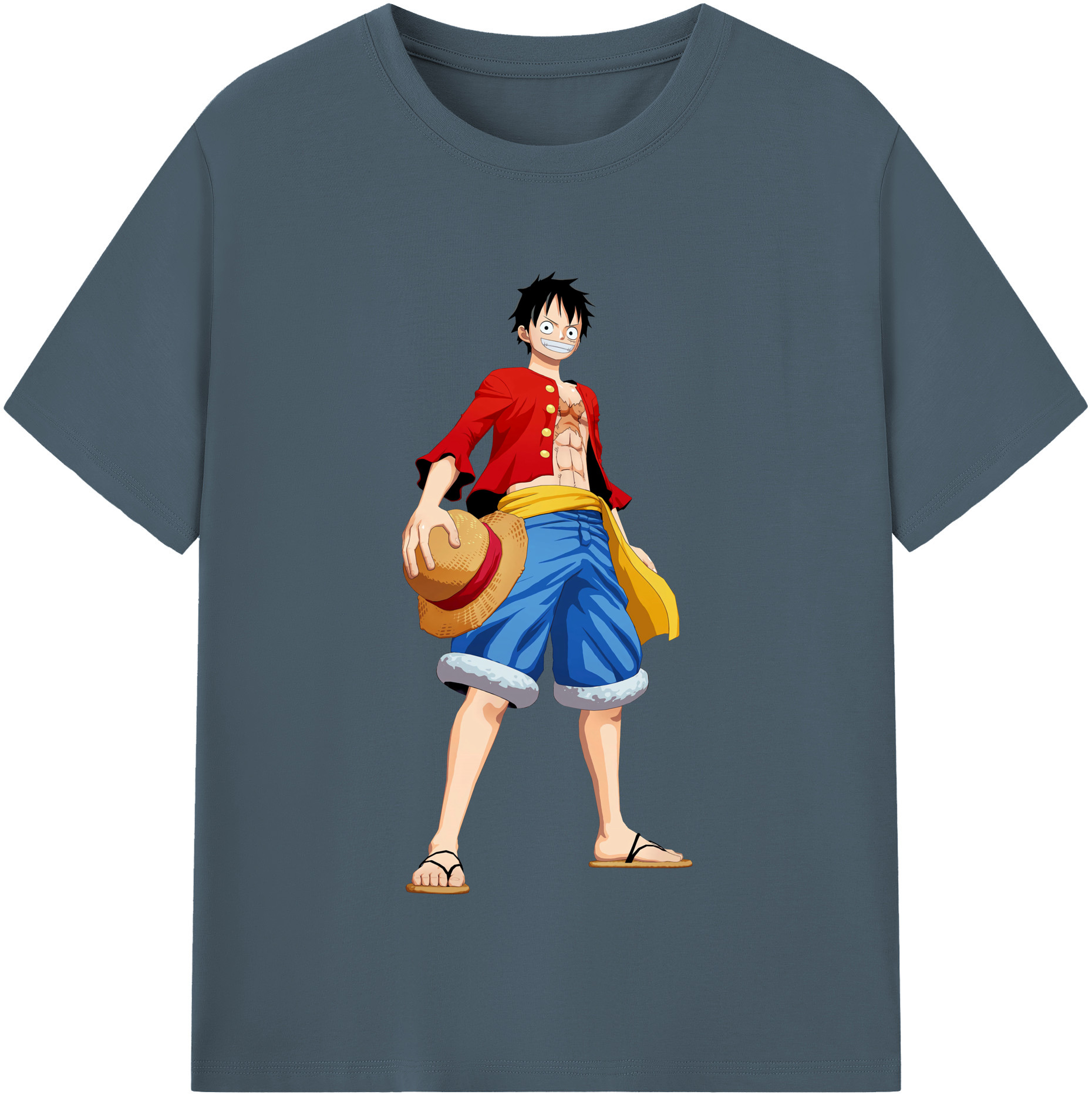ワンピース モンキー・D・ルフィ ONE PIECE Monkey D. Luffy 綿100％半袖Tシャツ（フロントプリント）